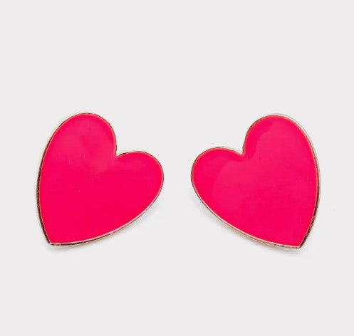 Rose Red Fashion Heart-shaped Ear Studs | Enamel Earrings