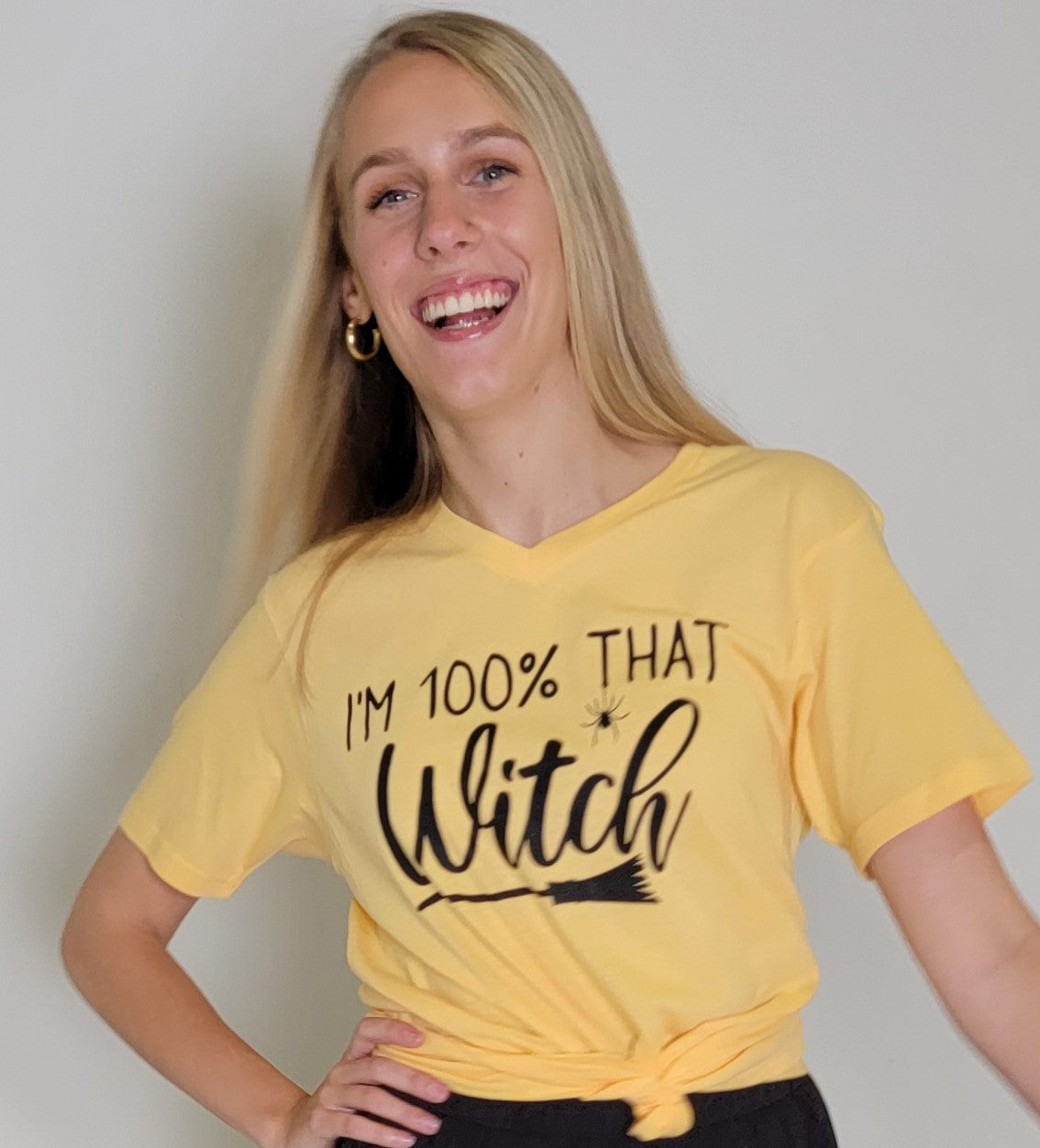 100% That Witch V- Neck Graphic Tee (Extended Sizes Available)