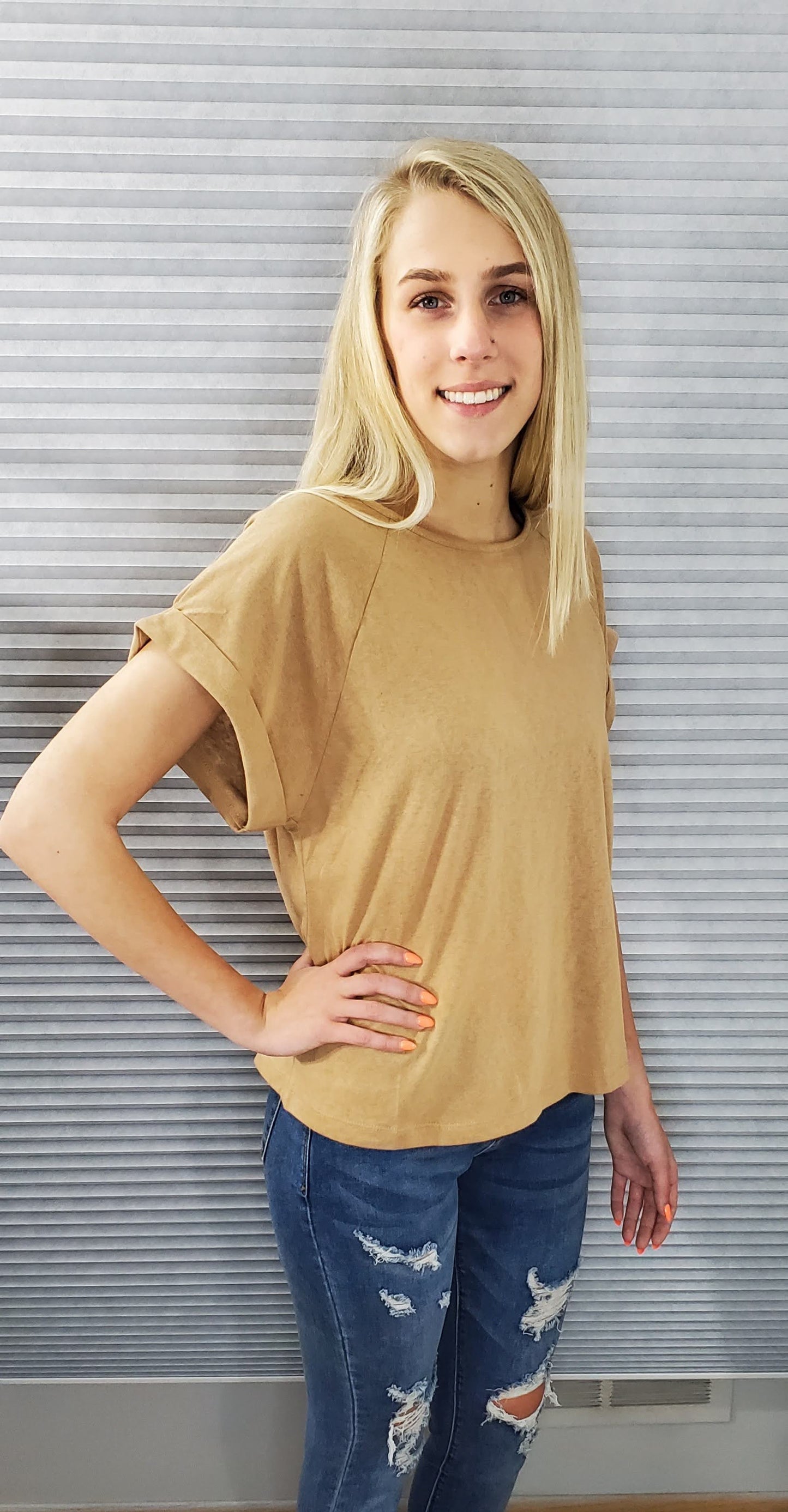 Anything But Basic Brown Knit Top